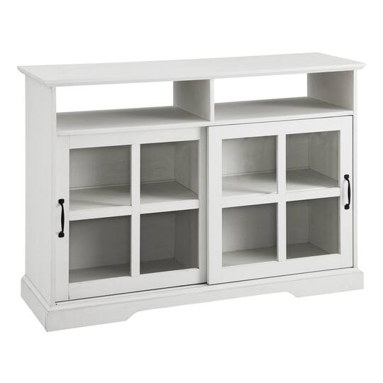 Walker Edison 48" Brushed White Sliding Glass Door Sideboard